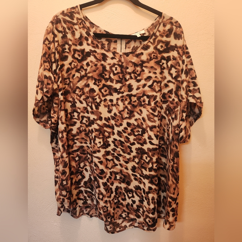 Maurices Brown Leopard Print Blouse Size 3X